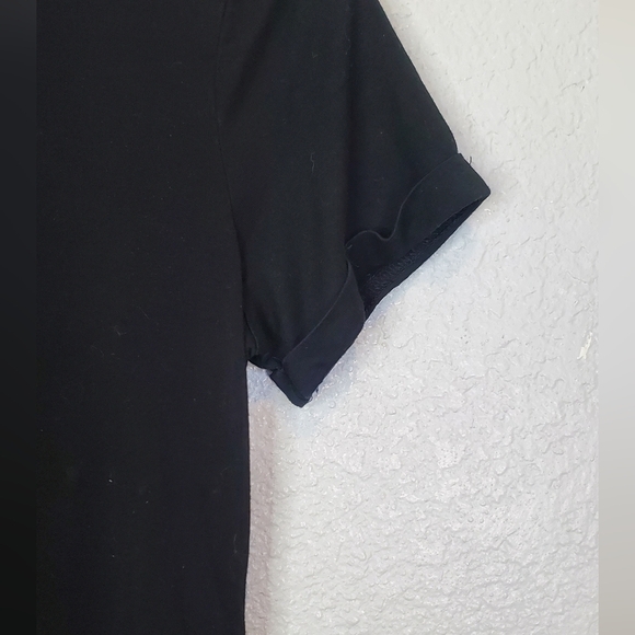 💚5/$25 MangoPop Fitted Black Short Sleeve Bodysuit with Deep V-Neck Size Medium - Picture 4 of 9